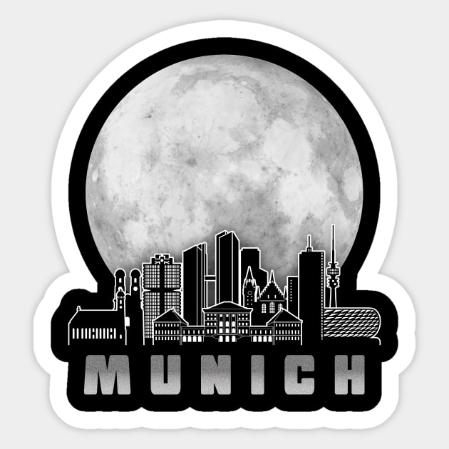 Munich Germany Skyline Full Moon Sticker by travel2xplanet